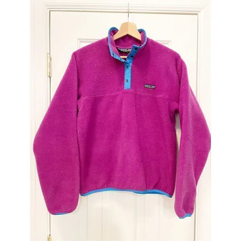 VTG Patagonia Made in USA Synchilla Fleece pullover Sweatshirt Purple Girls